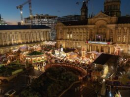 Birmingham Christmas Market 2025 Victoria Square at night