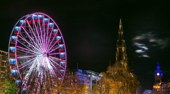 Edinburgh Christmas Market 2025 The big wheel overlooking Edinburgh Christmas Market 2025