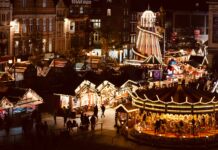 Nottingham Christmas Market 2025 (Winter Wonderland) The festive chalets at Nottingham Christmas Market.