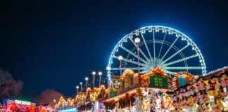 The big wheel overlooking Rochester Christmas Market.