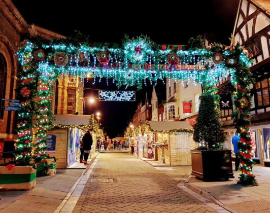 Christmas lights at Salisbury Christmas Market