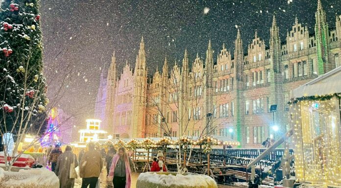 Aberdeen Christmas Market 2025 A snowy Aberdeen Christmas Market