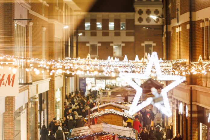 Stalls at Canterbury Christmas Market