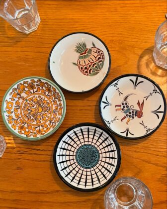 Turkish ceramics and homeware displayed in Pars Kahve's bazaar section