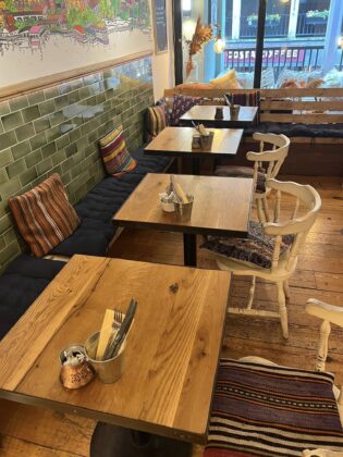 Interior of Pars Kahve Turkish cafe in Chester